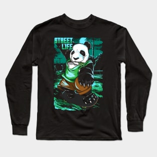 Panda, Skateboard, Skater, City, Halfpipe, Skating Long Sleeve T-Shirt